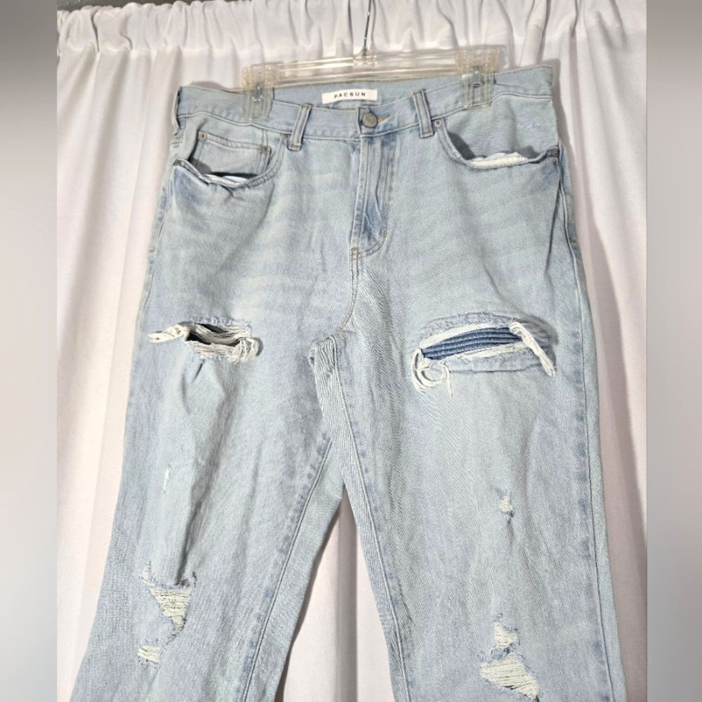 PacSun Light Ripped Stacked Skinny Jeans 34x32 - Picture 5 of 9